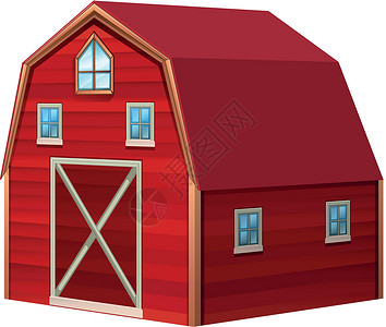3D 设计中的红色谷仓建筑建筑学建筑物插图贮存等距艺术小路夹子绘画背景图片