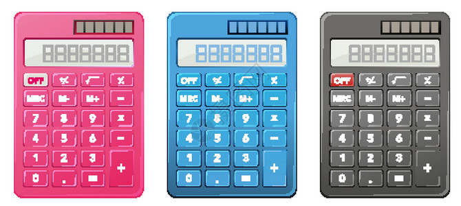 三种不同颜色的计算器背景图片