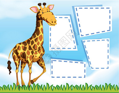 空白便条模板上的长颈鹿背景图片