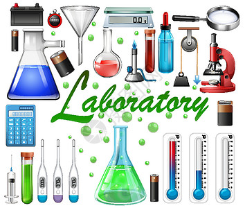 在白色背景上的实验室设备高清图片