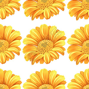 无缝设计模式隔离在惠特雏菊包装墙纸向日葵绘画团体黄色卡通片艺术插图背景图片