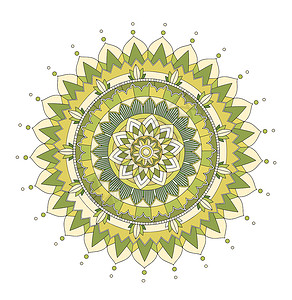 孤立背景上的曼陀罗图案圆圈植物宗教传统冥想墙纸装饰品涂鸦卡通片插图背景图片