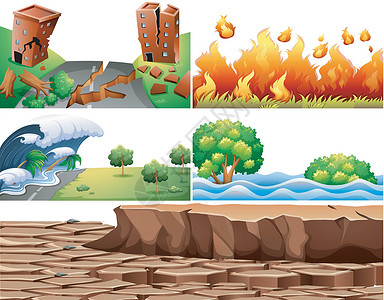 火绘画素材自然灾害场景集设计图片