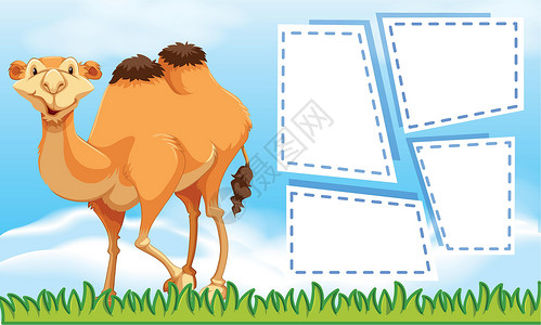 注意模板上的骆驼笔记卡片插图夹子标签横幅艺术动物绘画文档背景图片