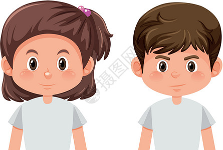 男孩和女孩的性格头发卡通片男性女士女性收藏男生发型插图背景图片