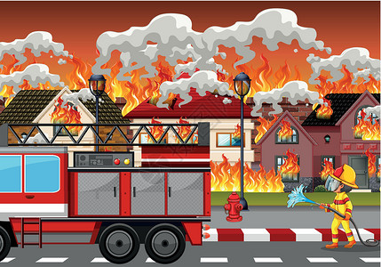 村庄火灾灾难事故财产房子建筑情况街道危险村民火焰背景图片