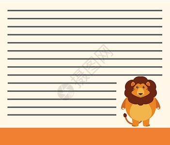 注意模板上的狮子横幅夹子标签绘画动物笔记卡片文档插图框架背景图片