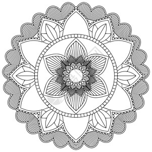 白色背景上的曼陀罗图案设计艺术品瑜伽插图卡通片草图动机圆圈绘画宗教涂鸦背景图片