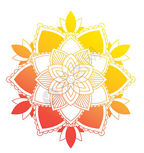 孤立背景上的曼陀罗图案冥想植物装饰品宗教卡片指甲花文化卡通片涂鸦瑜伽背景图片