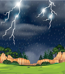 一场雨自然场景中的一场雷雨天气环境气候季节天空夹子剪贴绘画公园风暴插画