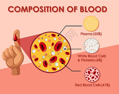 手指有血素材显示血细胞组成的图表插画