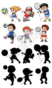 运动剪贴画运动员性格集男人运动棒球身体网球绘画竞赛男性训练艺术插画