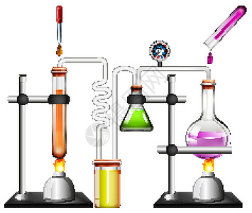 白色背景上的科学设备意义试管绘画剪裁学习工程教育生活液体化学背景图片