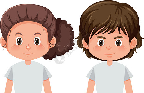 男孩和女孩的性格男生女士收藏卷曲女性男性头发卡通片插图发型背景图片