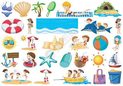 夏季海滩元素集背景图片
