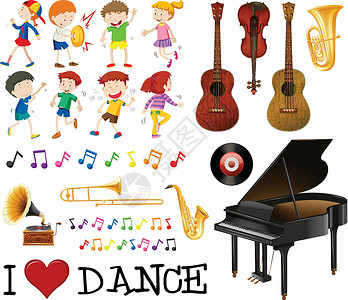带孩子唱歌跳舞的乐器包高清图片