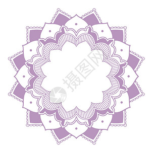 紫色图案孤立背景上的曼陀罗图案动机传统墙纸卡通片瑜伽紫色装饰品圆圈卡片文化插画