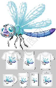 蜻蜓白色蜻蜓在不同产品模板上的图形设计图片