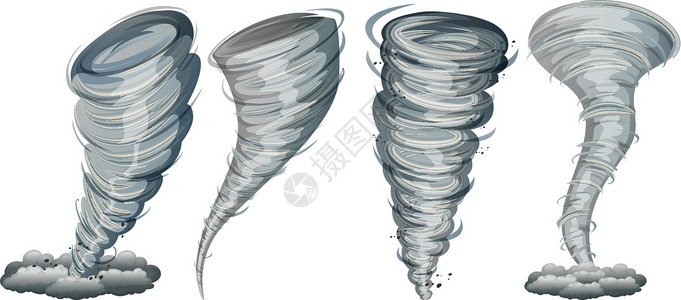 飓风风暴白色背景上的捻线机集插画