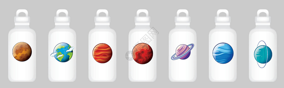 空水瓶不同星球的水瓶设计插画