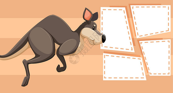 袋鼠笔记模板文档艺术卡片夹子动物标签绘画横幅插图框架背景图片