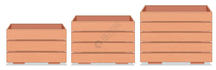 木头箱套木鼠艺术货物棕色木头夹子盒子绘画包装贮存插图插画
