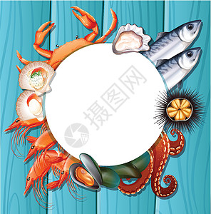 海下餐厅混合新鲜海鲜模板插画