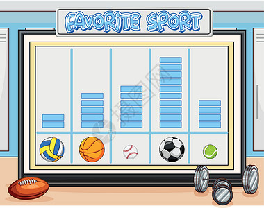 篮球数学素材数出最喜欢的运动工作表插画