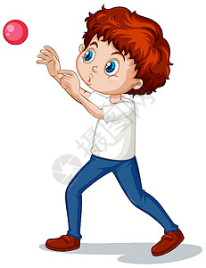 玩球的男孩男孩在白色背景上玩球设计图片