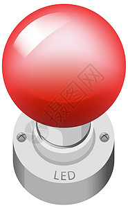 红色ledLED 对象卡通风格隔离在白色背景上剪贴画绘画卡通片红色夹子材料插图电池发动机力量插画