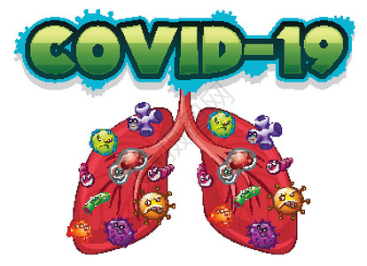 肺炎症状人肺病毒冠状病毒主题的海报设计插画