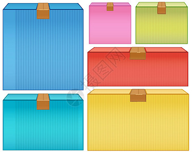 盒子尺寸不同尺寸的多种颜色的纸板箱插画