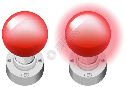 红色led白色背景上孤立的两个 LED 对象卡通风格插画