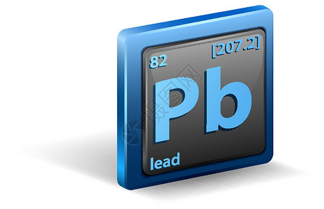铅化学元素 具有原子序数和原子质量的化学符号绘画桌子材料蓝色数学知识过渡化学品金属指示牌设计图片