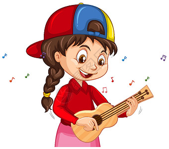 音乐剪贴画弹尤克里里琴的女孩卡通人物女性插图艺术孩子学校活动乐趣弦琴男性声学插画
