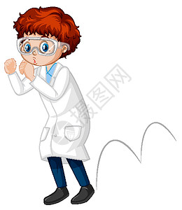 穿风衣男孩一个穿着实验室 coa 的男孩卡通人物夹子男生行动教育女性男人卡通片学生童年男性设计图片