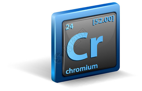 化学元素符号铬化学元素 具有原子序数和原子质量的化学符号物理电子教育卡通片科学指示牌金属化学品质子材料插画