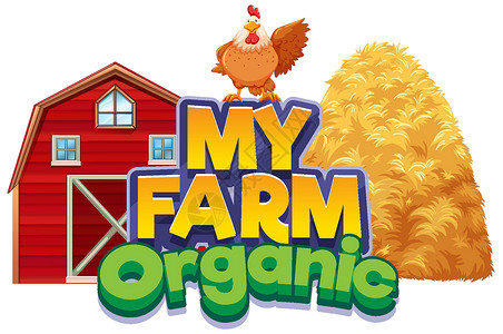 鸡艺术字的字体设计食物国家框架农场卡通片建筑动物字母插图指示牌插画