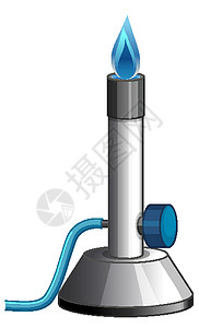 白色背景科学实验室的单燃烧器插画