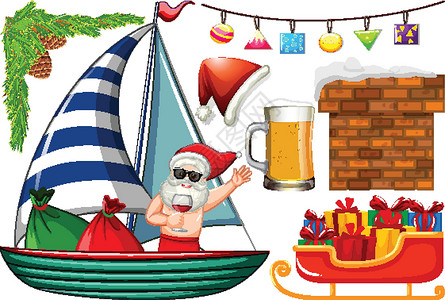 圣诞元素集松果卡通片艺术天气项目夹子运输烟囱绘画啤酒背景图片