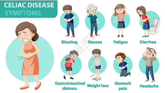 醇乳糜泻症状信息信息图表绘画减肥指示牌科学插图糖尿病医生药品卡通片肠胃设计图片