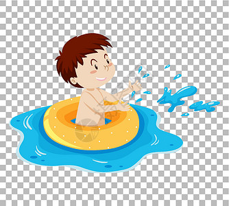 泳装男孩充气 rin 的可爱男孩插画