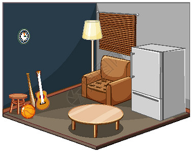 带家具的客厅内部乐器冰箱建筑房子设施房间展示音乐住宅建筑学背景图片