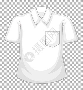 空口袋透明背景上带口袋的空白白色短袖衬衫设计图片