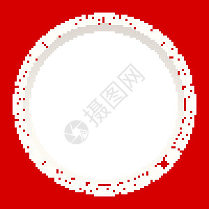 红色背景上的圆形框架夹子空白新年艺术插图圆圈横幅边界海报卡通片背景图片
