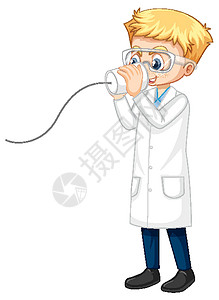一个男孩穿着实验室外套卡通人物风俗孩子男生卡通片男人戏服夹子教育女性剪贴背景图片