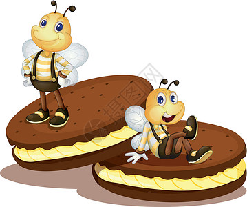 蜂蜜饼干蜜蜂饼干剪裁小吃动物工作服生物蛋糕肩带小路巧克力奶油插画
