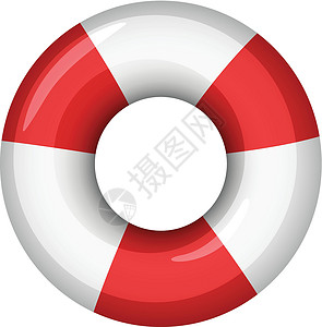 红白救生圈救生员 ico航海卡通片红色安全圆圈救命生活戒指溺水储蓄者插画