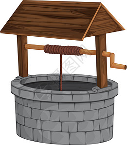 水木制的好绳索砖块水井庇护白色设计图片