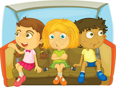 不系安全带在加州后座安全带汽车游戏座位孩子们旅行好朋友椅子朋友们设计图片